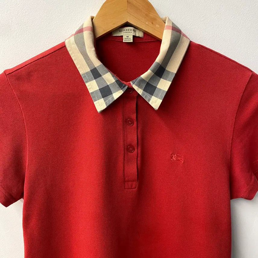 [BUNJANG] Burberry Check Collar Pique T-shirt / [M] Burberry 버버리 체크카라 반팔 피케 티셔츠