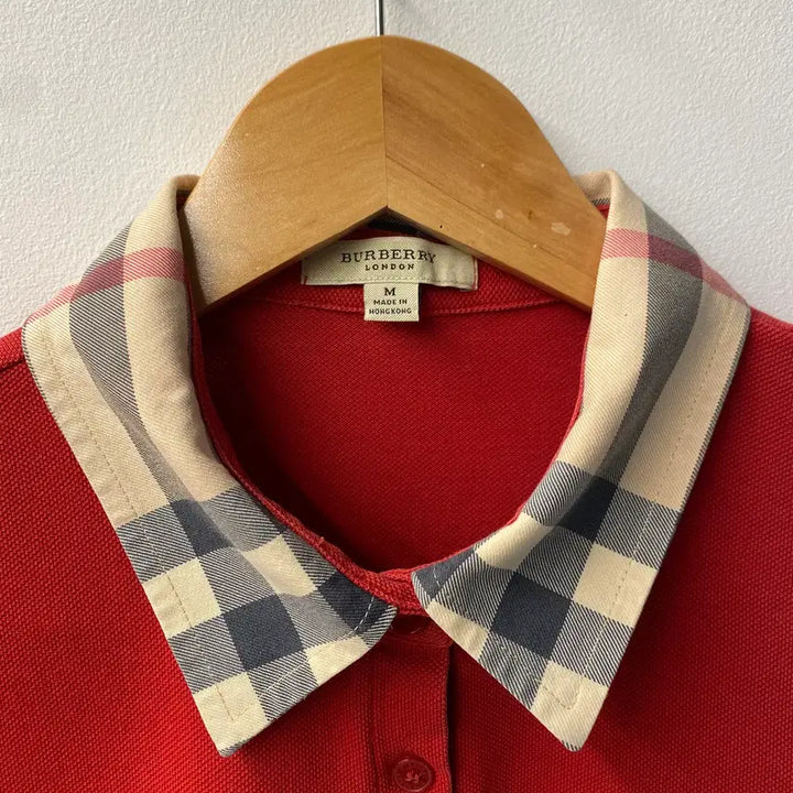 [BUNJANG] Burberry Check Collar Pique T-shirt / [M] Burberry 버버리 체크카라 반팔 피케 티셔츠