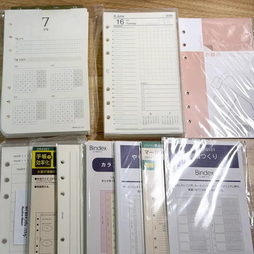 [BUNJANG] A6 Binder Inserts Bundle (Orom, Davinci, Filofax Compatible) / A6 다이어리 속지 처분 (다빈치 오롬 파일로팩스)