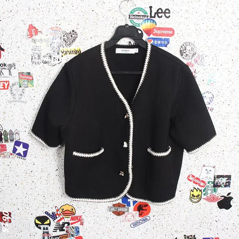 [BUNJANG] Utmost Button Short Sleeve Jacket BK / 여성 1사이즈/ utmost 버튼 반팔자켓BK A-97