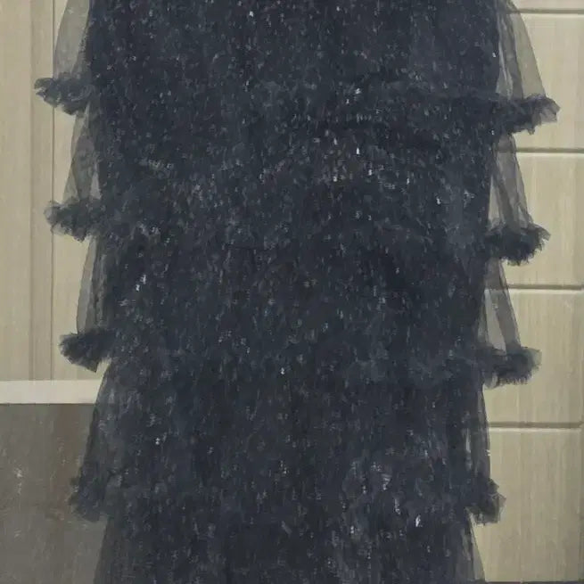 [BUNJANG] Gothic Black Layered Mesh Long Skirt with Ruffles / 고딕 블랙 캉캉 망사 롱스커트 프릴 튤스커트 밴딩치마