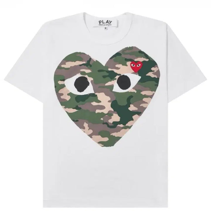 [BUNJANG] Comme des Garçons PLAY Camouflage Heart T-Shirt White / 플레이 꼼데가르송 카모플라주 하트 티셔츠 화이트