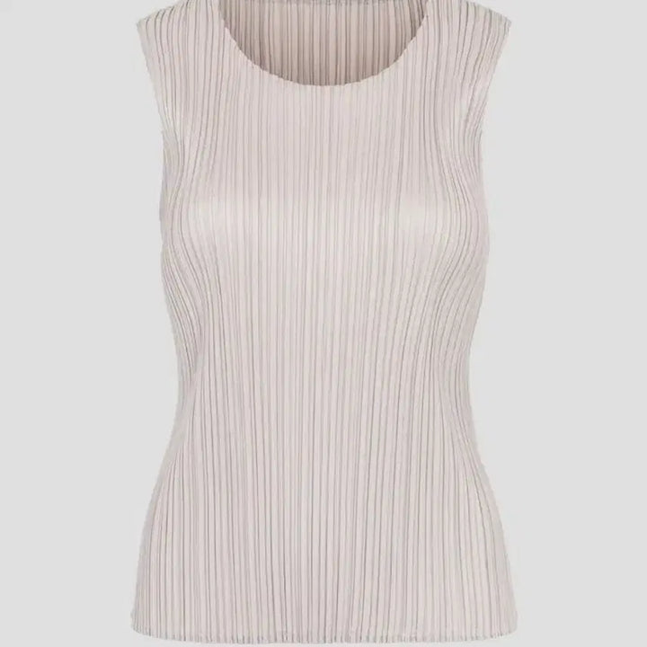 [BUNJANG] Issey Miyake Pleats Please New Colorful 4 Sleeveless Top - Size 5 (Greige) / 이세이미야케 플리츠플리즈 탑 뉴컬러풀4 탑 그레이지 5사이즈