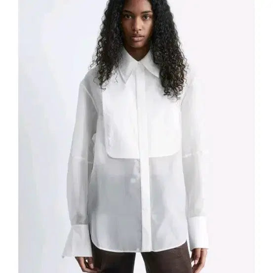 [BUNJANG] And Other Stories Silk See-through Oversized Shirt Dress White Large / 앤아더스토리즈 시스루  실크 드레스 셔츠 화이트 라지