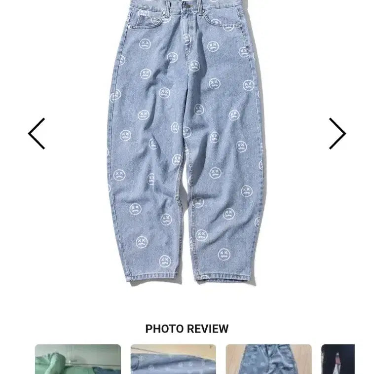 [BUNJANG] Massnoun Smiley Pattern Denim Pants Blue L / 매스너운 스마일 패턴 데님팬츠 블루 L