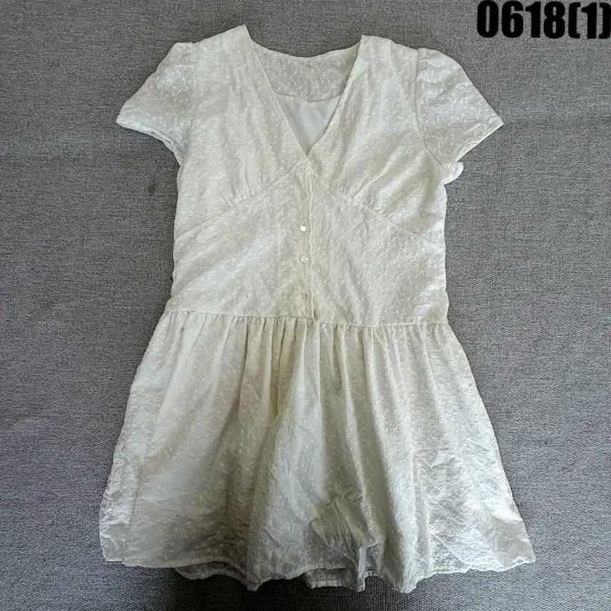 [BUNJANG] Lace Short-Sleeve Mini Dress White XS / 레이스 반팔 원피스 화이트 XS