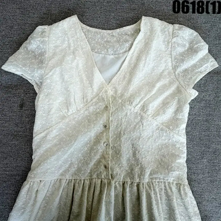 [BUNJANG] Lace Short-Sleeve Mini Dress White XS / 레이스 반팔 원피스 화이트 XS