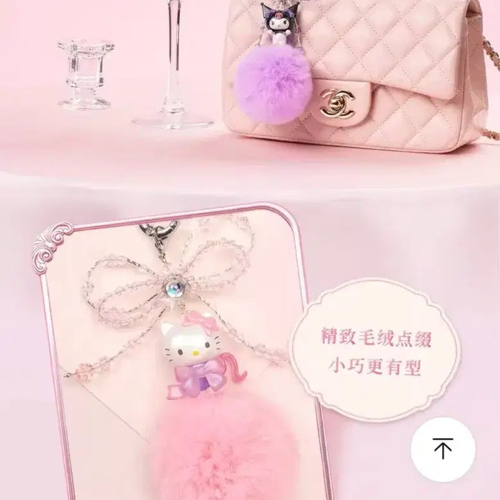 [BUNJANG] Sanrio Pompom Charm Keychain Strap - Kuromi, Hello Kitty, My Melody / 신상) 산리오 폼폼키링 백참 쿠로미 헬로키티 마이멜로디 폰스트랩