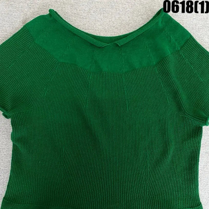 [BUNJANG] TheToday Knit Short Sleeve Green Free Size / 더투데이 니트 반팔 그린 F