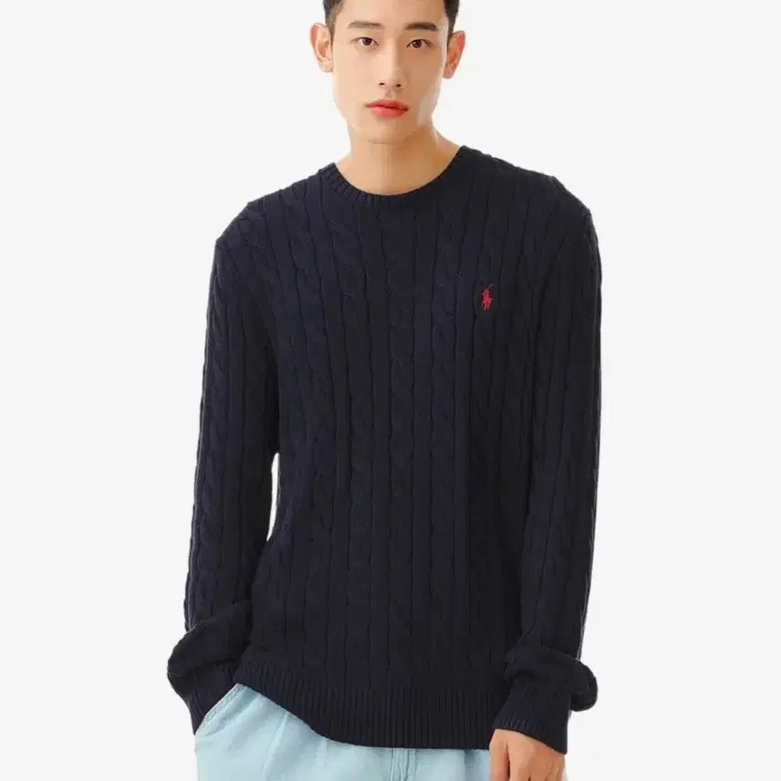 [BUNJANG] Polo Ralph Lauren Cable Knit Cotton Sweater Black M / [새상품] 폴로 랄프 로렌 케이블니트 코튼 스웨터 블랙 M 판매/교환