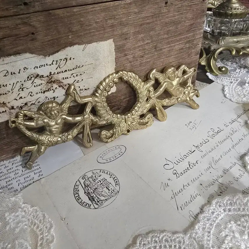 [BUNJANG] French Antique Brass Angel Motif Desk Item/Paperweight / 빈티지 브라스 소품 프렌치 앤틱 천사템 오브제