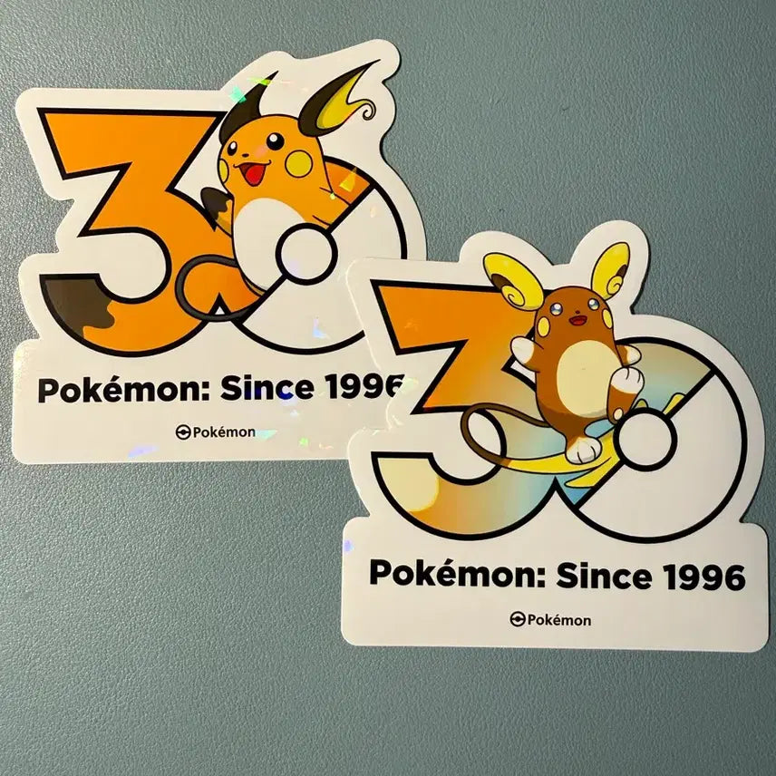 [BUNJANG] Pokemon 30th Anniversary Sticker - Raichu + Alolan Raichu / 포켓몬스터 30주년 스티커 - 라이츄 + 알로라 라이츄