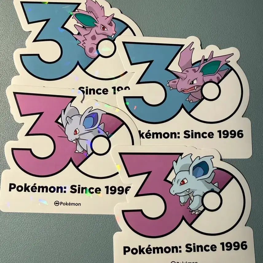 [BUNJANG] Pokemon 30th Anniversary Stickers - Nidoran &amp; Nidorina (4 Stickers) / 포켓몬스터 30주년 스티커 - 니드런+니드리나