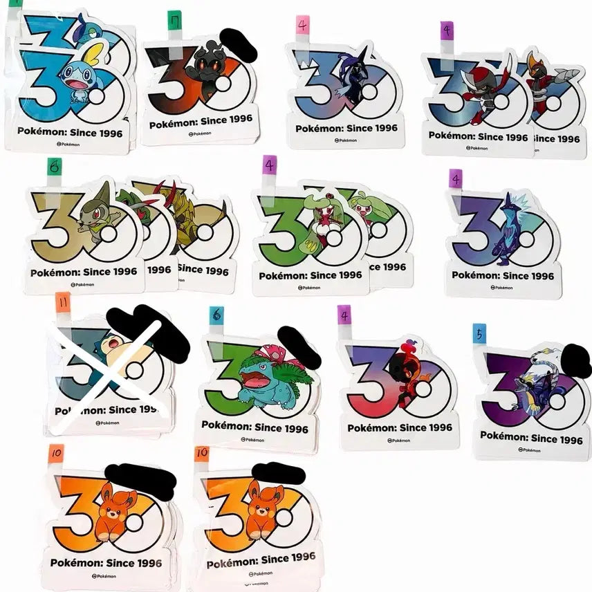 [BUNJANG] Pokemon 30th Anniversary Sticker Set / 원가)포켓몬 30주년 기념 스티커 세트 / 빠모 울머기 마샤도 스트린더