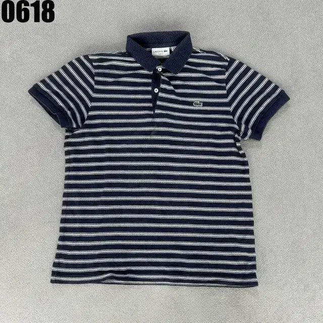 [SOLD OUT] 라코스테 스트라이프 반팔 카라티 네이비L