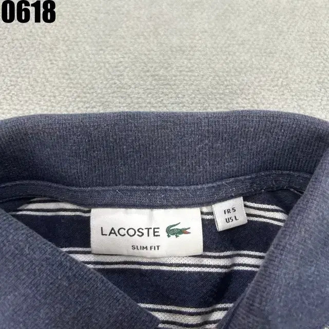 [SOLD OUT] 라코스테 스트라이프 반팔 카라티 네이비L