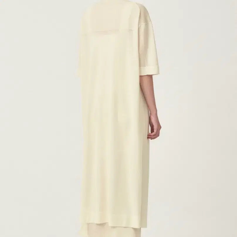 [BUNJANG] The Cashmere Wool Blend Half Sleeve Long Knit Cardigan Cream 85 / 더캐시미어 울 블렌드 하프 슬리브 롱 니트 가디건 (cream 85)