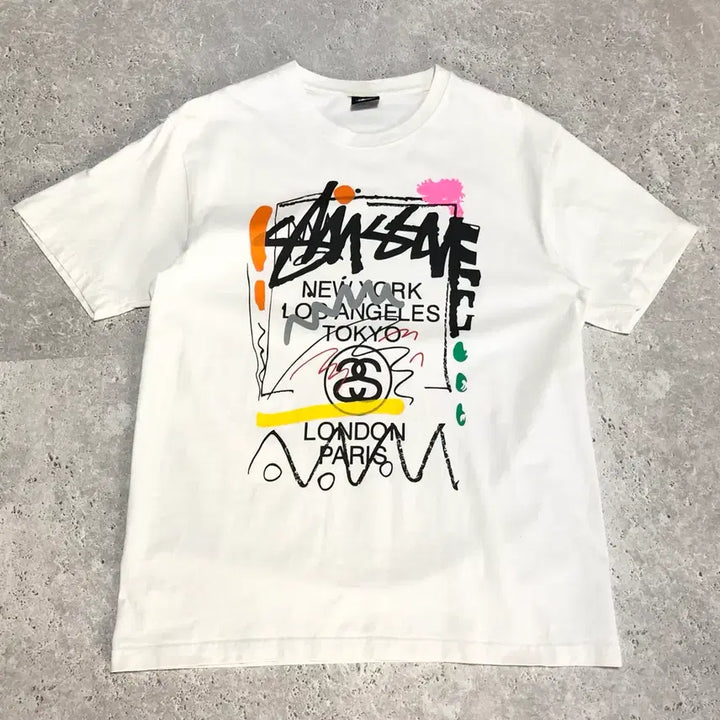 [BUNJANG] Stussy World Tour T-Shirt Painting / 스투시 월드투어 반팔 티셔츠 페인팅