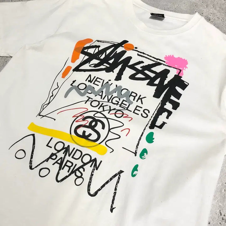 [BUNJANG] Stussy World Tour T-Shirt Painting / 스투시 월드투어 반팔 티셔츠 페인팅