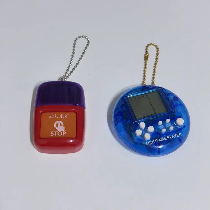 [BUNJANG] Japanese Gachapon Bus Stop Bell &amp; Retro Mini Game Player Keychains (Set of 2) / 일본 소리나는 가차 버스 하차벨 키링 레트로 미니 게임기 키링