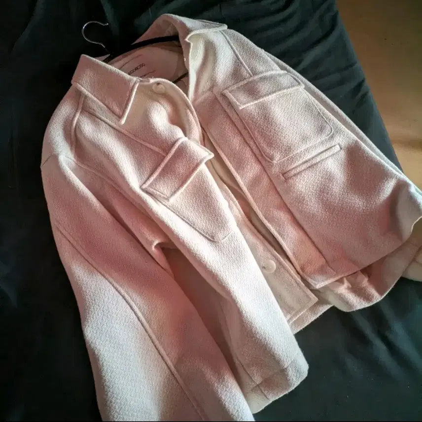 [BUNJANG] Decoroso Textured Double Pocket Blouson Jacket (Ivory, Size 2) / 데코로소 텍스처드 더블 포켓 블루종 자켓 (아이보리, 2 사이즈)