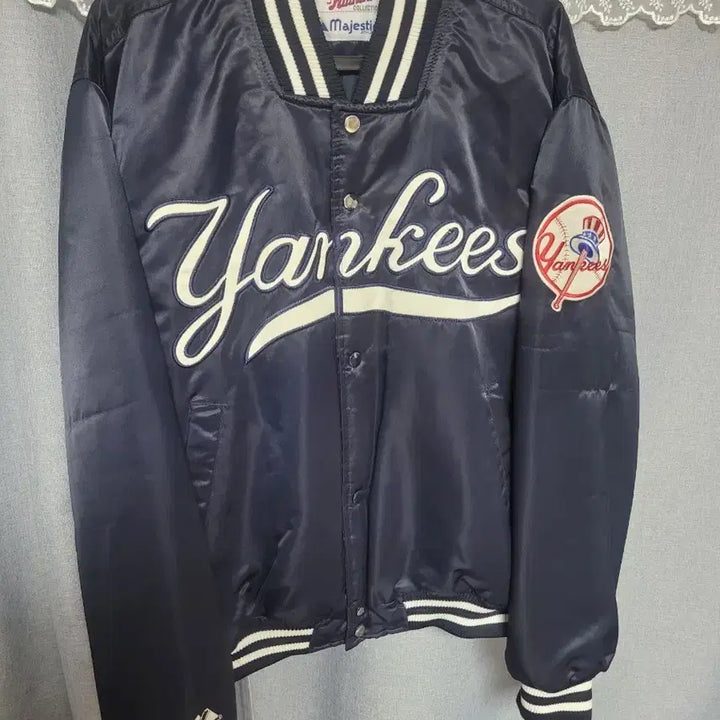 [BUNJANG] Majestic New York Yankees Baseball Jacket Navy / 마제스틱 뉴욕 양키즈 야구 점퍼 네이비