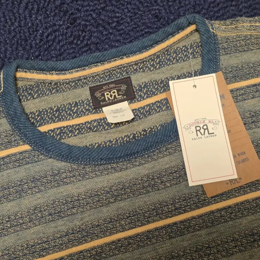 [BUNJANG] RRL Jacquard Stripe Short Sleeve T-Shirt L / RRL 자카드 스트라이프 반팔 L
