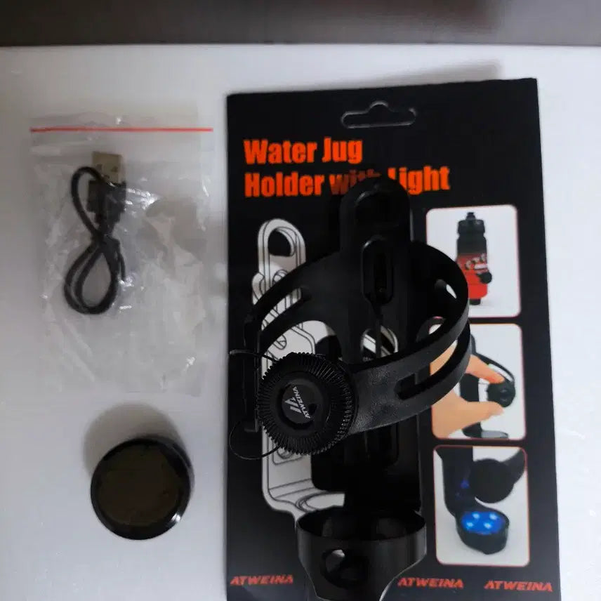 [BUNJANG] ATWEINA Bicycle Water Bottle Cage with Integrated Magnetic Warning Light / (새상품)자전거 물통 거치대 경고등 겸용 mtb 미니벨로 픽시
