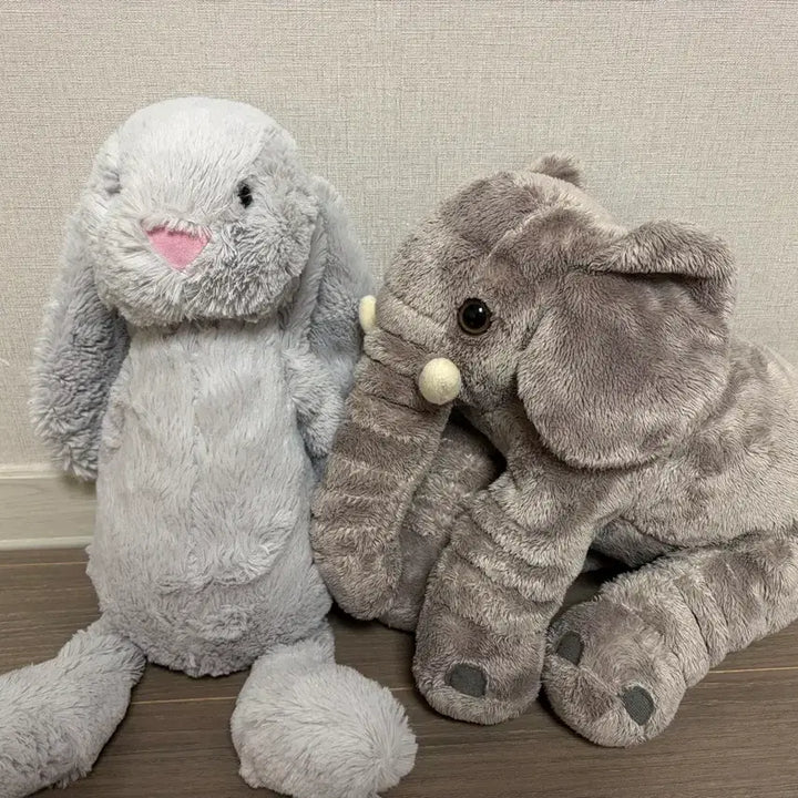 [BUNJANG] Blanccato Elephant &amp; Jellycat-style Rabbit Plush Set / 아기 애착인형 블랑가또 코끼리 젤리캣 토끼 인형 일괄