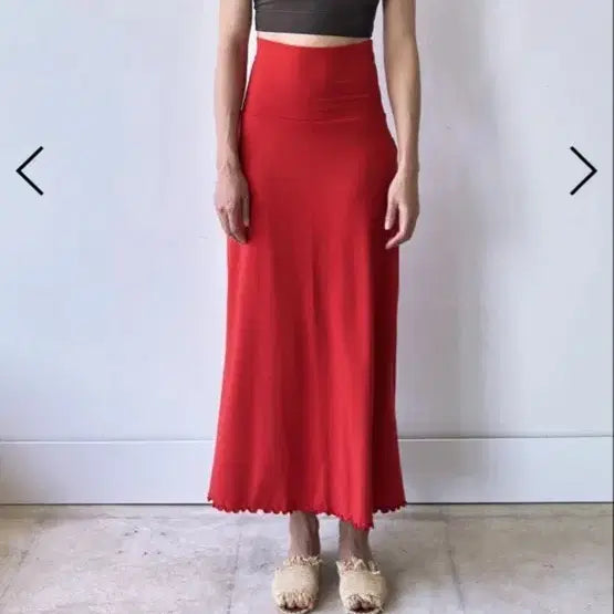 [BUNJANG] Padma Jeju Red A-Line Long Skirt / 파드마제주 레드 롱 스커트