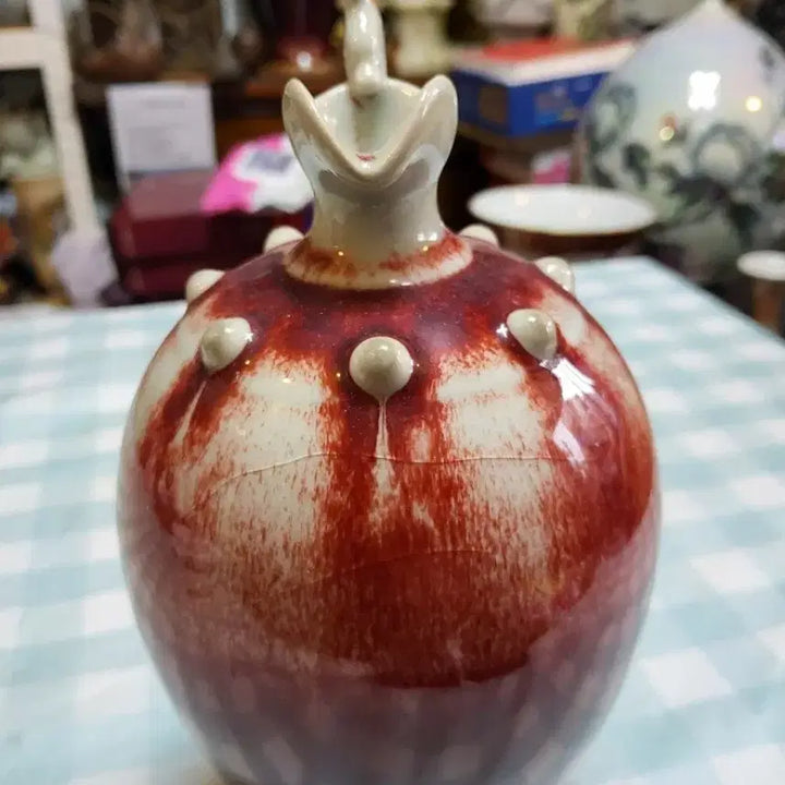 [BUNJANG] Zhonghua Junyao Copper Red Glaze Kettle Vase - Antique Ceramic / 요변동홍유물병형주전자도자기