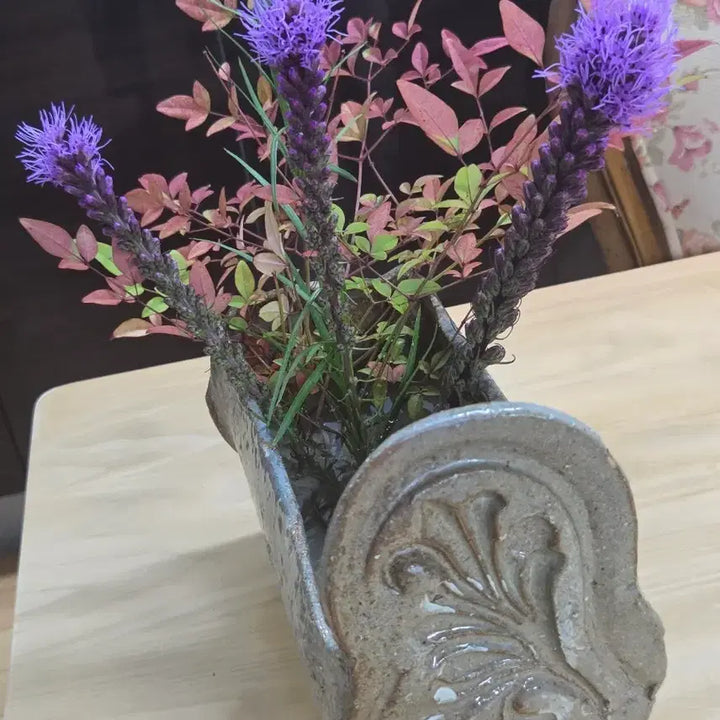 [BUNJANG] Vintage Korean Traditional Roof Tile Pattern Celadon Vase / 빈티지 꽃병 와당문양다관꽃이꽃장식