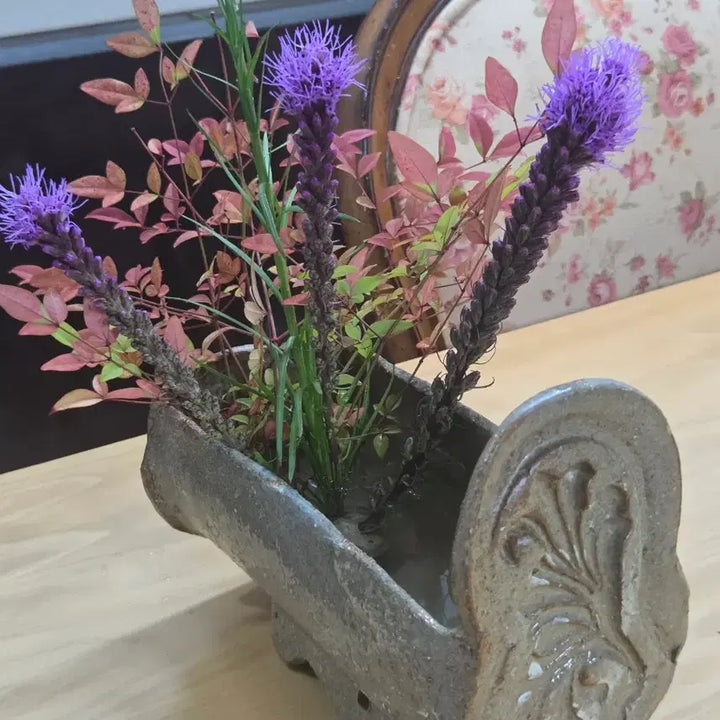 [BUNJANG] Vintage Korean Traditional Roof Tile Pattern Celadon Vase / 빈티지 꽃병 와당문양다관꽃이꽃장식