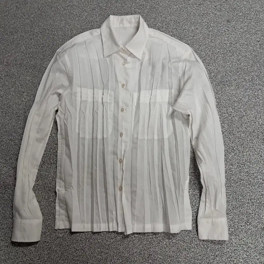 [BUNJANG] Issey Miyake White Polyester Pleated Shirt / 이세이미야케 화이트 폴리에스터 남방