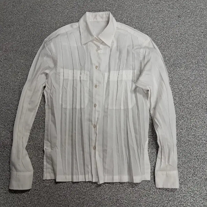 [BUNJANG] Issey Miyake White Polyester Pleated Shirt / 이세이미야케 화이트 폴리에스터 남방