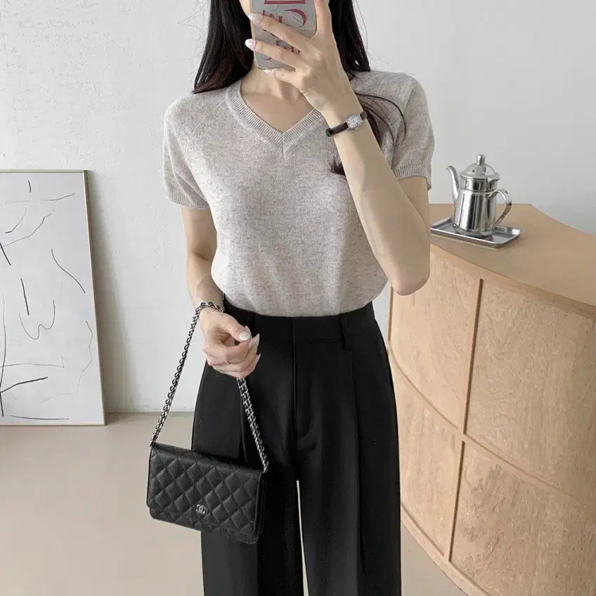 [BUNJANG] Yurataim Summer High-Waist Pinstripe Wide Slacks (Up to Size 66) / (새상품)유라타임 썸머 찰랑 하이웨스트 핀턱 와이드 슬랙스(~66사이즈)