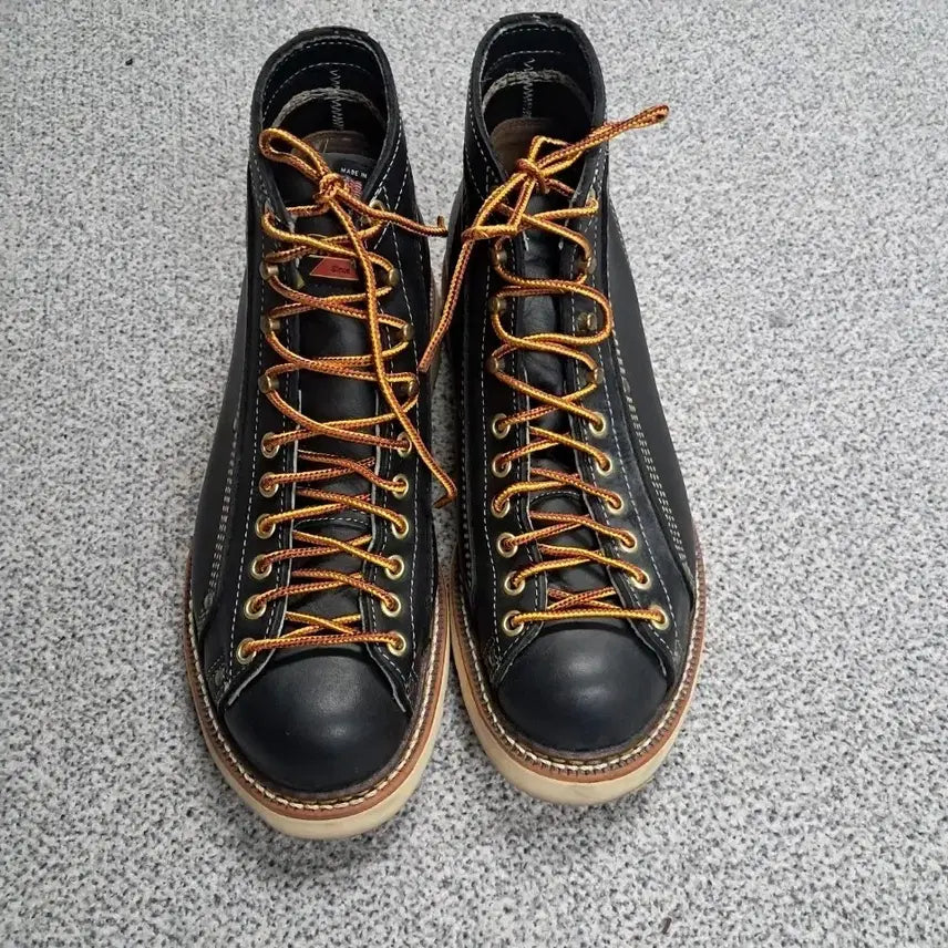 [BUNJANG] Thorogood Monkey Boots Black Leather Orange Laces Size 250 / 쏘로굿 몽키부츠 250