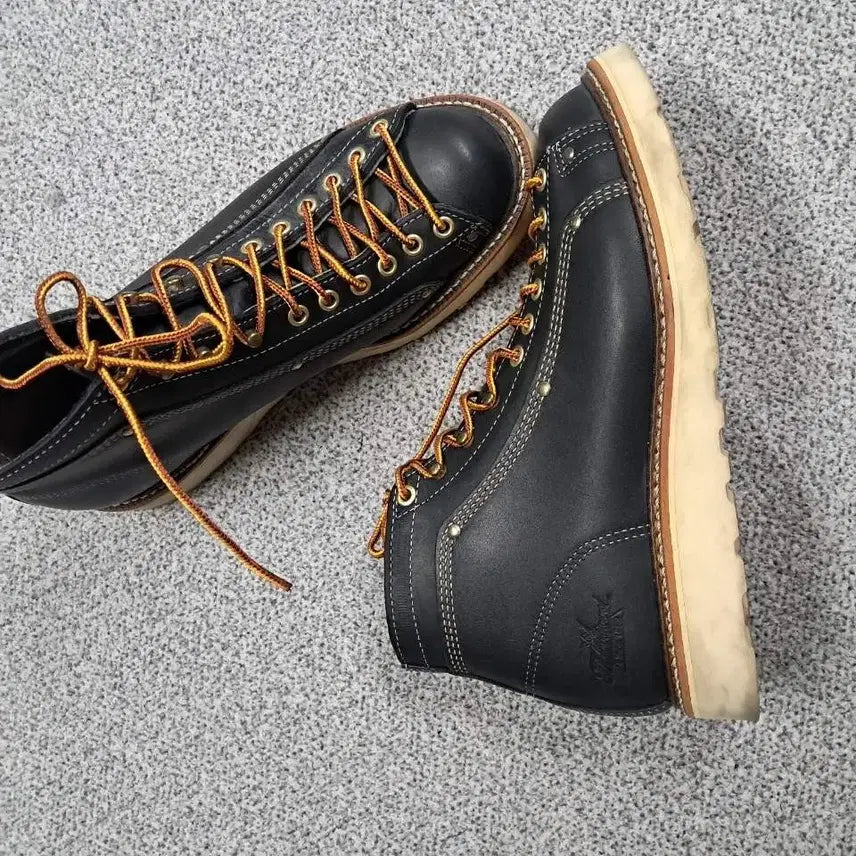 [BUNJANG] Thorogood Monkey Boots Black Leather Orange Laces Size 250 / 쏘로굿 몽키부츠 250