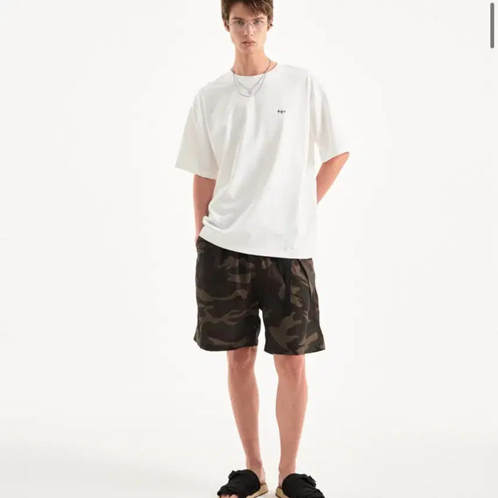 [BUNJANG] Musinsa Nylon Camo &amp; Cotton Beige Shorts Bundle Set (Size 30-32) / 무신사 반바지 새상품 2벌 일괄판매.