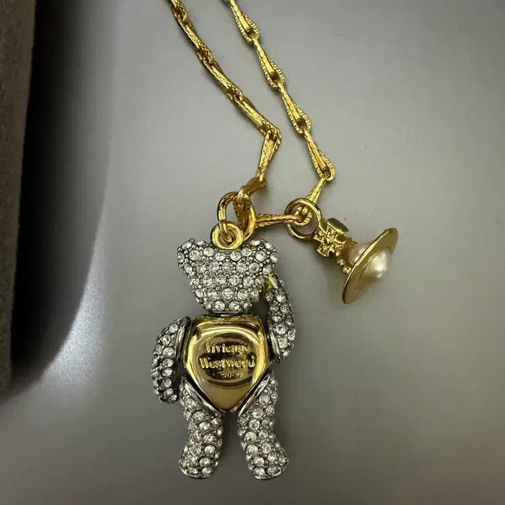 [BUNJANG] Vivienne Westwood Little Pave Teddy Bear Long Necklace / 비비안웨스트우드 리틀 페이브 테디 베어 롱 네크리스 목걸이