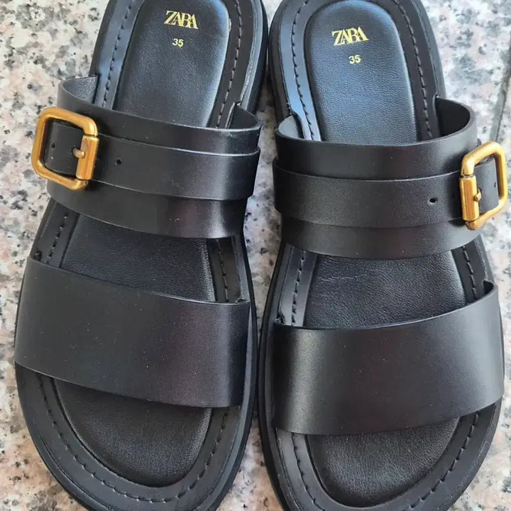 [BUNJANG] Zara Black Buckle Strap Sandals Size 35 / 미착용 새제품 자라 블랙 버클 스트랩 샌들 35