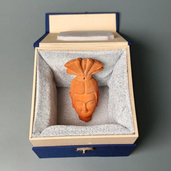[BUNJANG] Northern and Southern Dynasties Period Terracotta Female Figure Head, Ancient Chinese Buddhist Sculpture / [진품] 남북조 시기 출토품 적토 여인상 불두 고미술품 골동품 불상