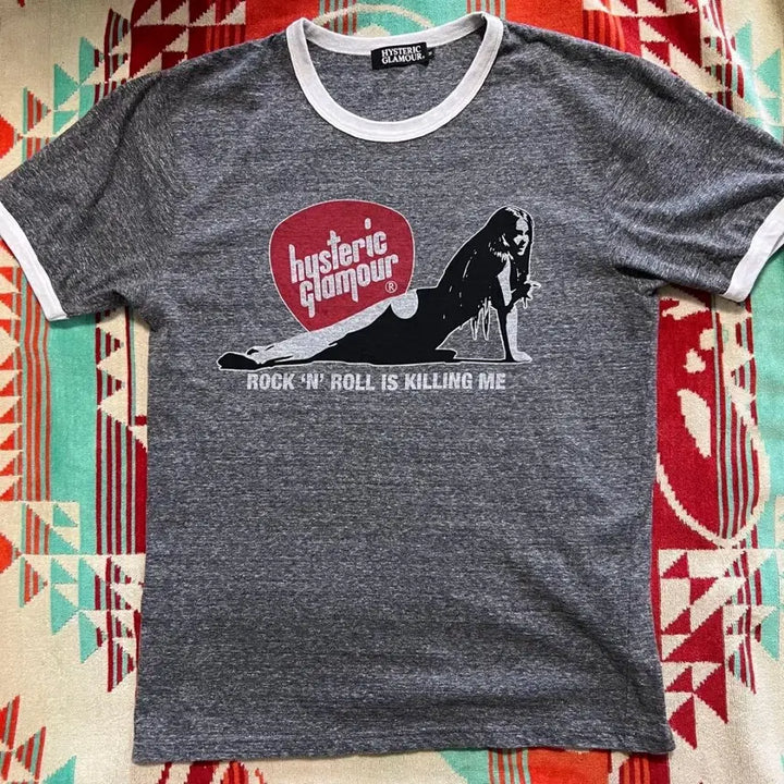 [BUNJANG] Hysteric Glamour Short Sleeve T-Shirt Gray / 히스테릭 글래머 반팔 티셔츠 그레이