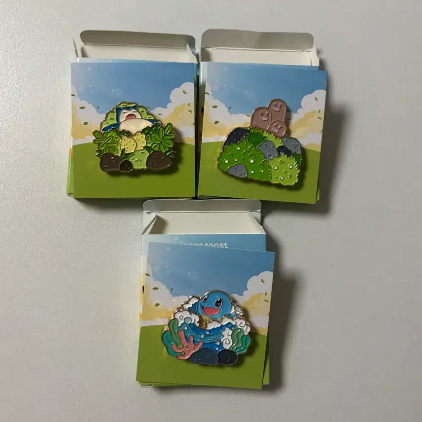 [SOLD OUT] (일괄)이삭토스트 포켓몬 뱃지 (잠만보, 닥트리오, 꼬부기)