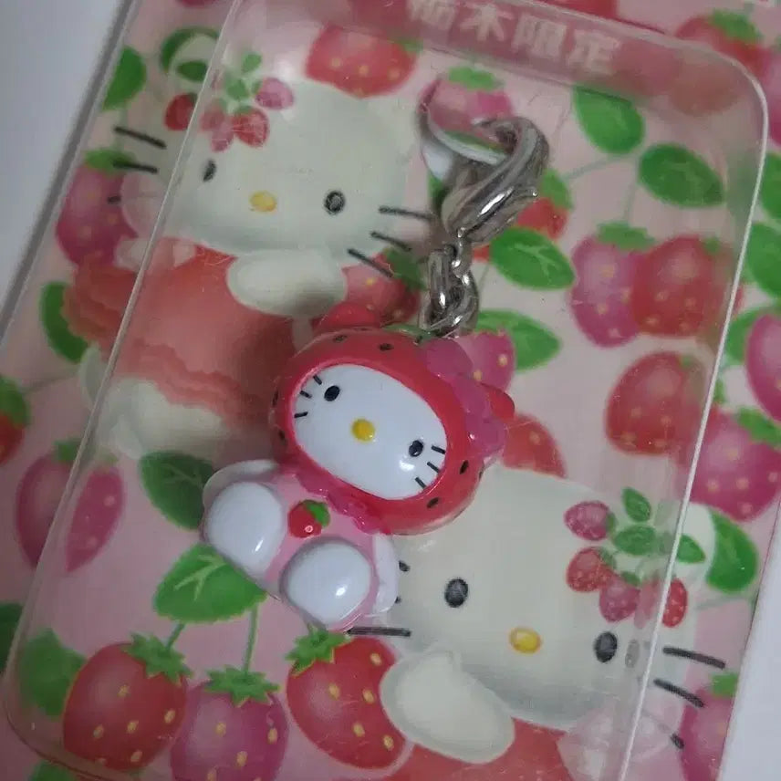 [BUNJANG] Strawberry Bear Ichigo Tochigi Kitsch Strap Keychain / 고전 딸기곰 이치고 도치기 키티스트랩 키링