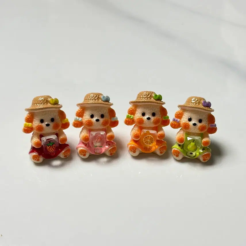 [BUNJANG] Miniature Dog Figurines 4-Set Fruit Theme / 과일2 미니어처 강아지 피규어 4종 세트