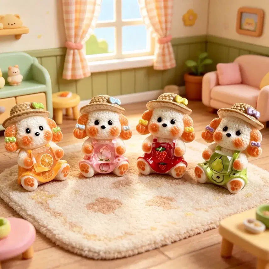 [BUNJANG] Miniature Dog Figurines 4-Set Fruit Theme / 과일2 미니어처 강아지 피규어 4종 세트
