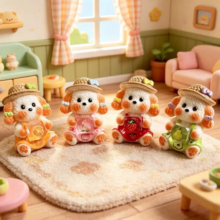 [BUNJANG] Miniature Dog Figurines 4-Set Fruit Theme / 과일2 미니어처 강아지 피규어 4종 세트
