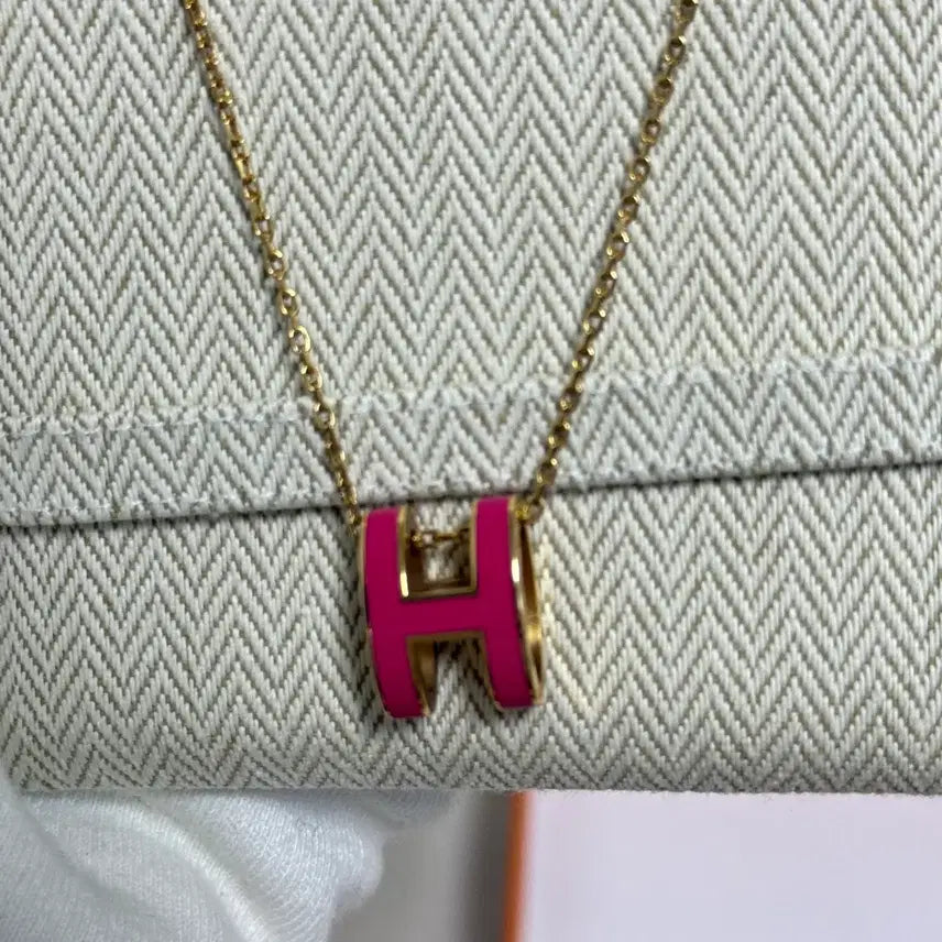 [BUNJANG] Hermes Pop H Necklace Gold Pink / 에르메스 팝아슈 목걸이 골드핑크