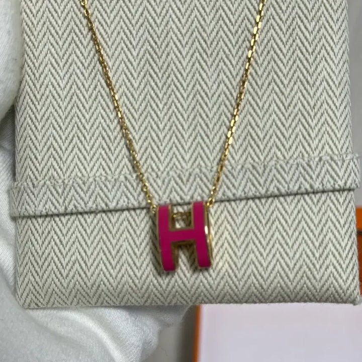 [BUNJANG] Hermes Pop H Necklace Gold Pink / 에르메스 팝아슈 목걸이 골드핑크